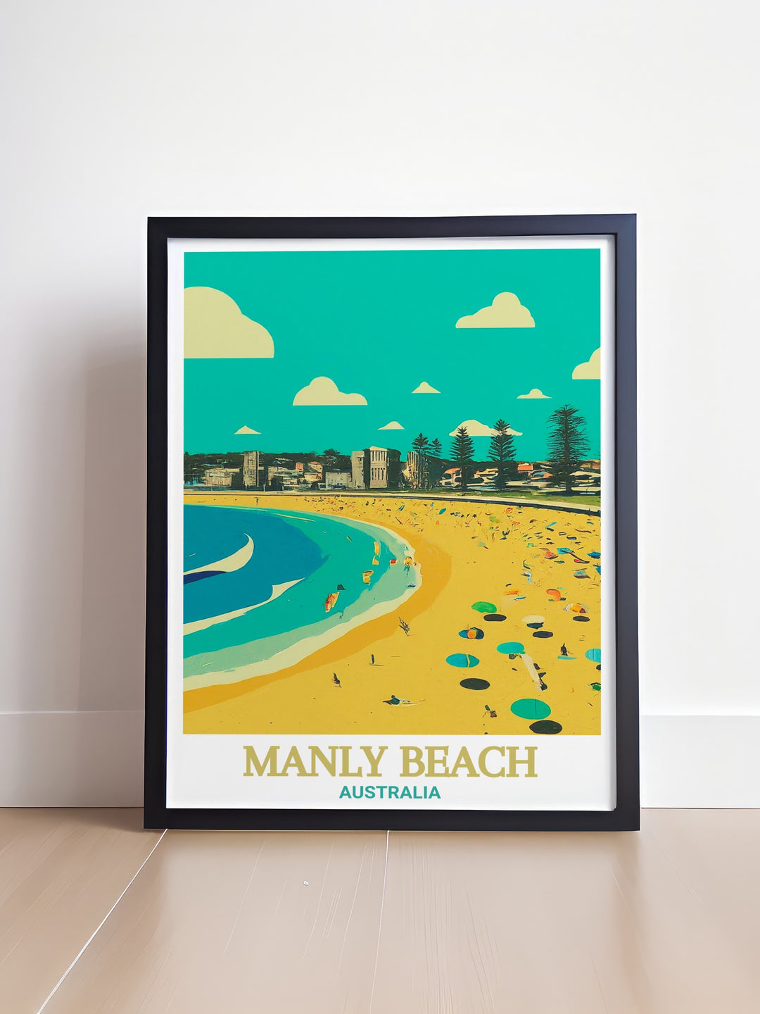 Our Manly Beach Print highlights the famous beachs laid back atmosphere with a sleek, modern design. This matted art piece is perfect for anyone who wants to celebrate the beauty of Manly Beach in their home.