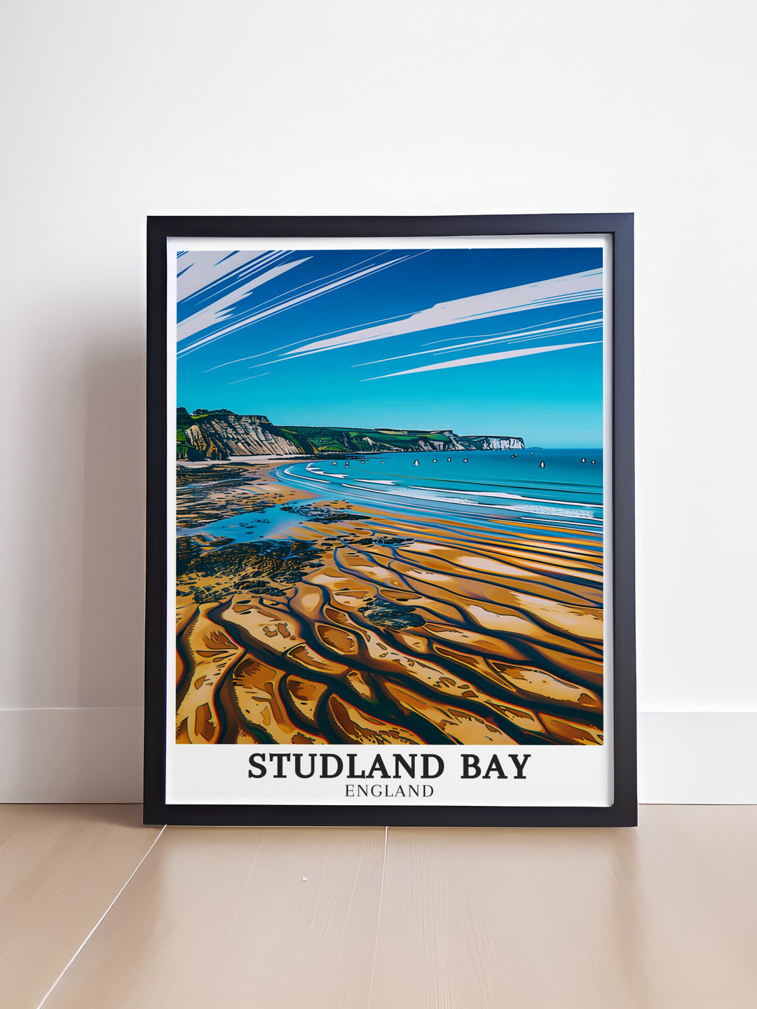 Studland Bay art print featuring Middle Beach Dorset Beaches ideal for bringing the peaceful landscapes of England into your home decor. This wall art is perfect for gifts for travelers and those who appreciate Englands natural beauty and coastal charm.