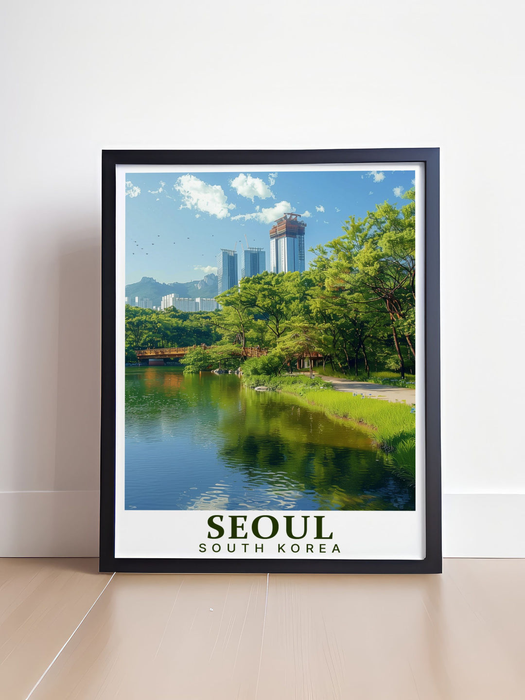 Modern Seoul Art capturing the lush beauty of Seoul Forest ideal for stunning living room decor and home art collections