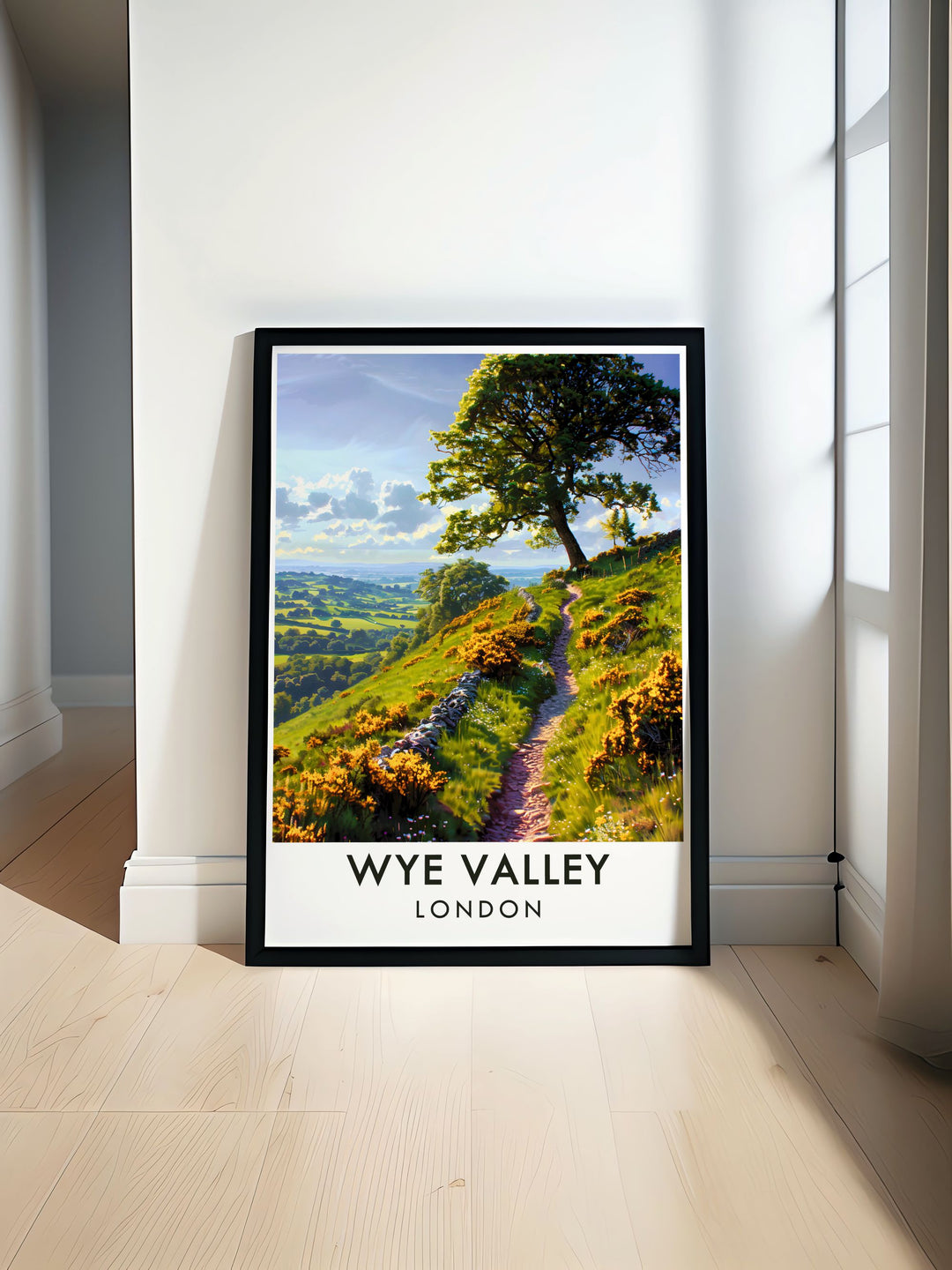 Wye Valley Travel Print featuring Offas Dyke Path showcasing the serene landscapes and historic trail perfect for adding elegance to any room and a great gift for travelers and nature lovers