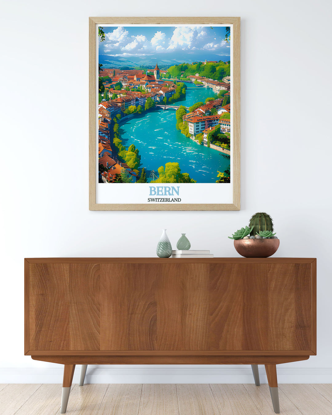 Showcasing the dramatic peaks of the Swiss Alps and the historic streets of Bern, this art print highlights one of Switzerlands most treasured cities, perfect for adventure seekers and history lovers.