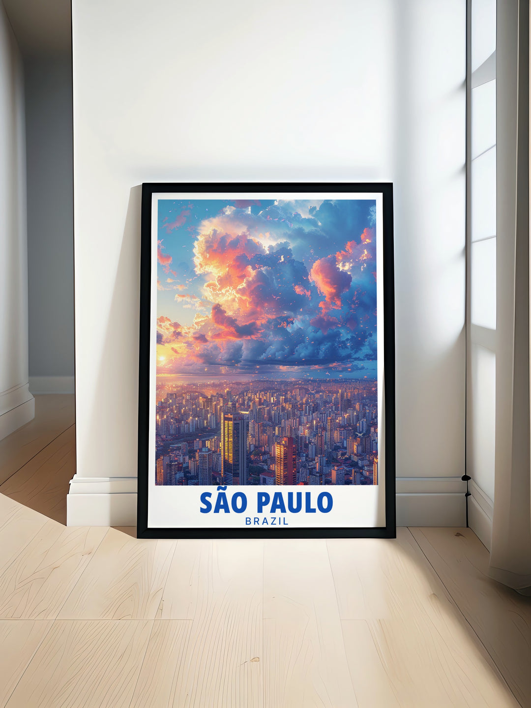 Sao Paulo skyline poster print perfect for Brazil decor featuring the citys dynamic urban landscape. This skyline artwork brings the vibrant energy of Sao Paulo to any room making it ideal for modern decor and as a thoughtful Brazil gift.