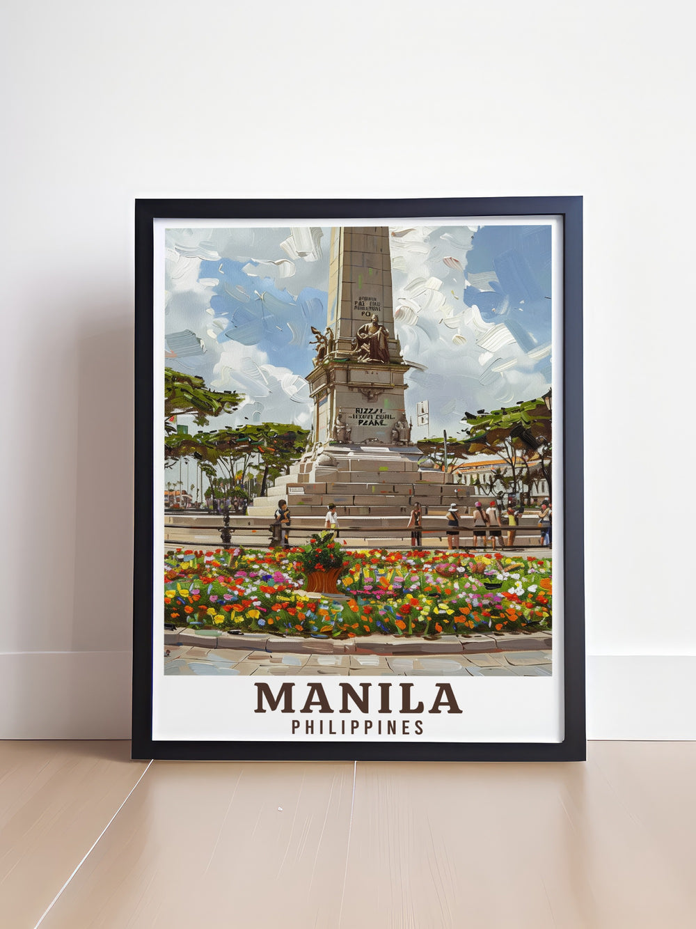 Celebrate the charm of Manila with this Manila City Art Print, featuring the iconic Rizal Park. This travel print offers a bright city color palette, making it a stunning addition to any room.