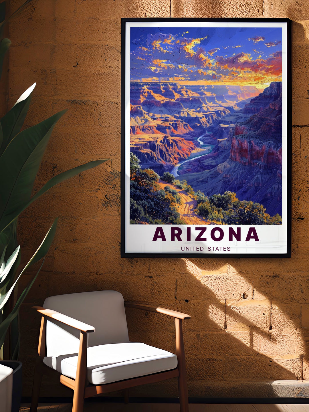 Stunning Grand Canyon artwork and Lake Mead painting perfect for personalized gifts and elegant home decor showcasing the beauty of Arizona in high quality travel poster prints that add sophistication to any room