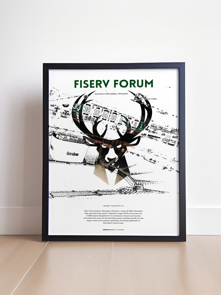 Stunning Fiserv Forum wall art showcasing basketball legends such as Giannis Antetokounmpo Khris Middleton and Donte DiVincenzo perfect for gifts for Dad or as birthday gifts for any fan of the Milwaukee Bucks