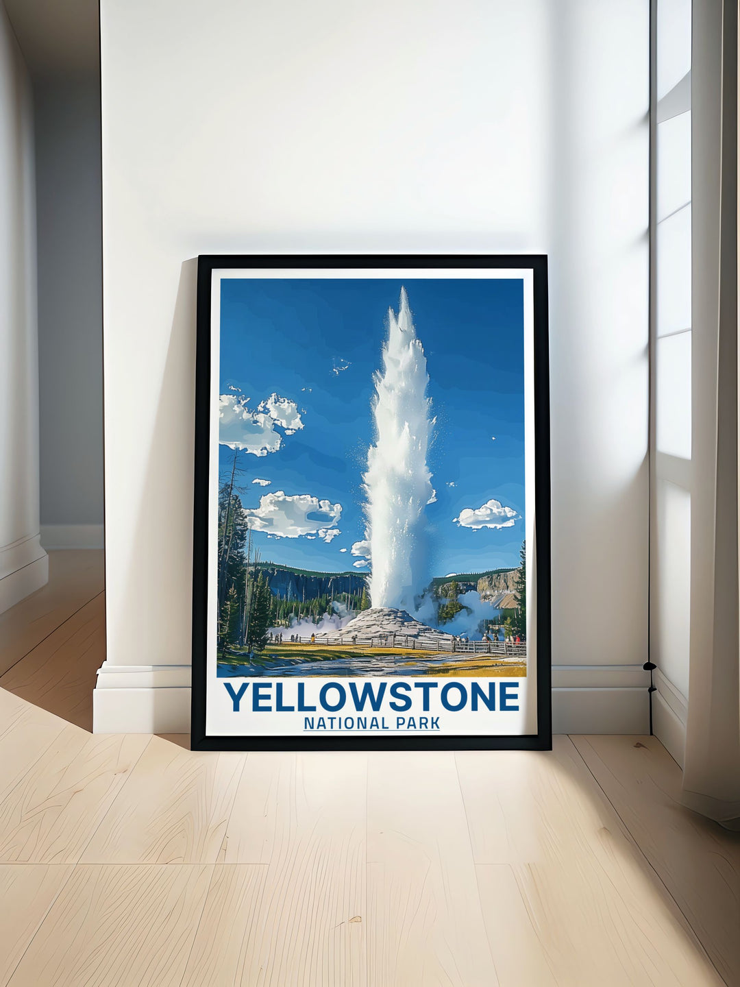 This framed art piece illustrates the dynamic views of Old Faithful Geyser, showcasing the breathtaking eruptions that attract visitors from around the world. A unique addition to any art collection, this print embodies the spirit of exploration.