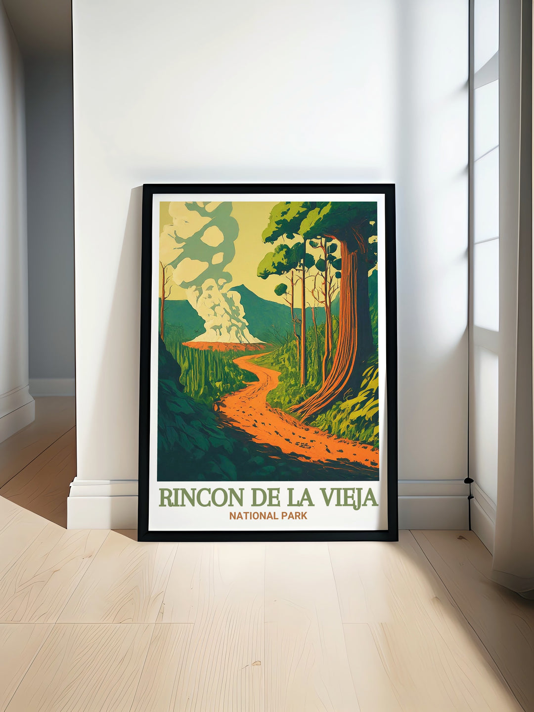 Las Pailas Trail in Costa Rica is beautifully depicted in this stunning print capturing the vibrant geothermal features and lush landscapes perfect for adding a touch of adventure to your Costa Rica decor or as a unique Costa Rica gift.