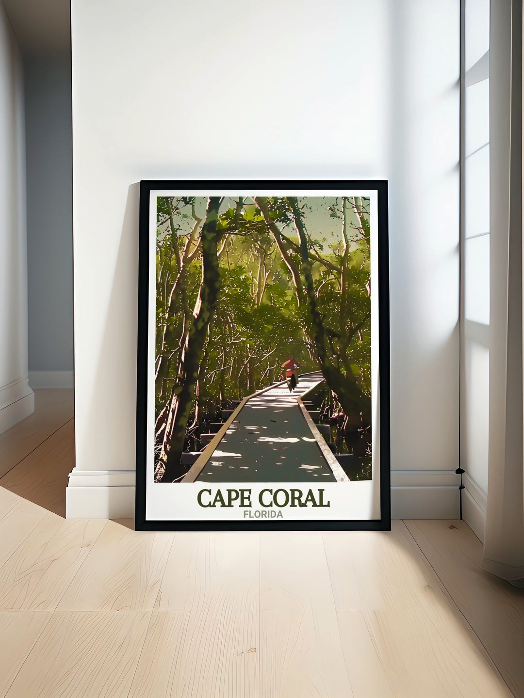 Cape Coral Print featuring Four Mile Cove Ecological Preserve vibrant Florida travel poster showcasing the natural beauty of Cape Coral with intricate details perfect for home decor and gifts ideal for nature enthusiasts and art lovers.