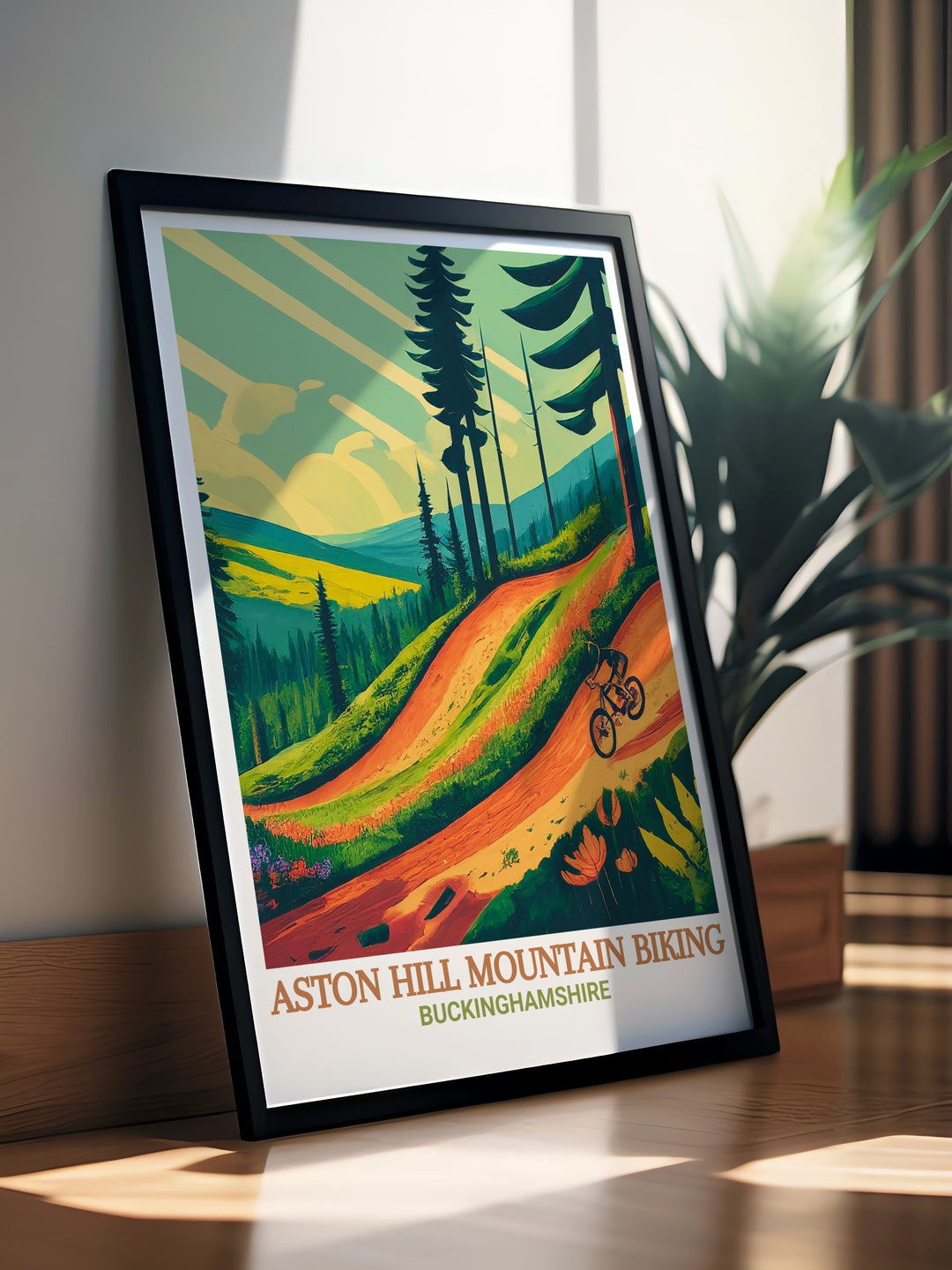 Downhill Trails Artwork from Aston Hill MTB and Wendover Woods perfect for mountain biking enthusiasts looking to bring the thrill of the trail into their home Chiltern Hills MTB and Wendover Poster are captured in this dynamic Mountain Bike Print