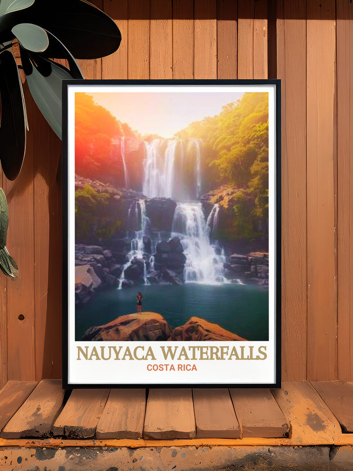 Stunning Costa Rica decor featuring Nauyaca Waterfalls this beautiful art print captures the lush tropical scenery making it a perfect gift for those who love nature and adventure ideal for adding a touch of elegance to any living room bedroom or office space