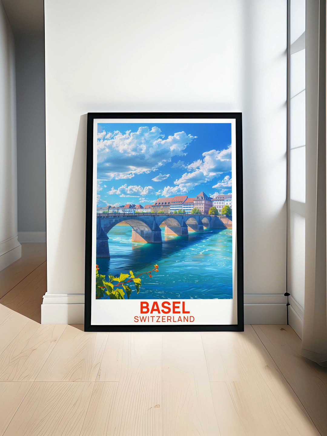 Mittlere Brucke artwork showcasing the stunning architecture of Basel Switzerland perfect for adding elegance to any home decor ideal gift for travelers and art lovers vibrant colors and intricate details capturing the beauty of Basel cityscape print for modern living