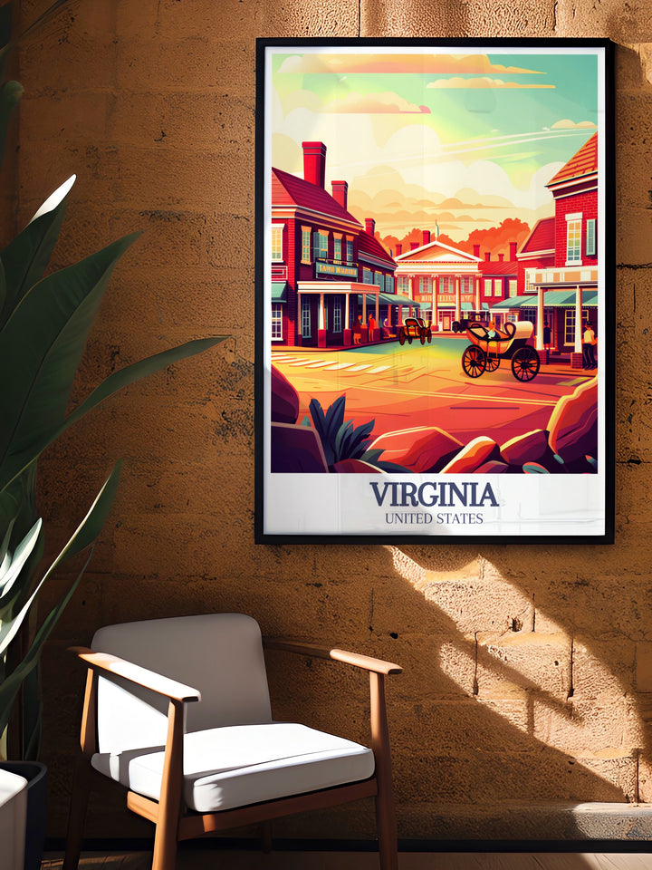 Richmond City Map Art Print featuring Colonial Williamsburg Historic Triangle influences, perfect for adding a touch of elegance to your home decor, travel poster collection, or as a thoughtful and personalized gift.