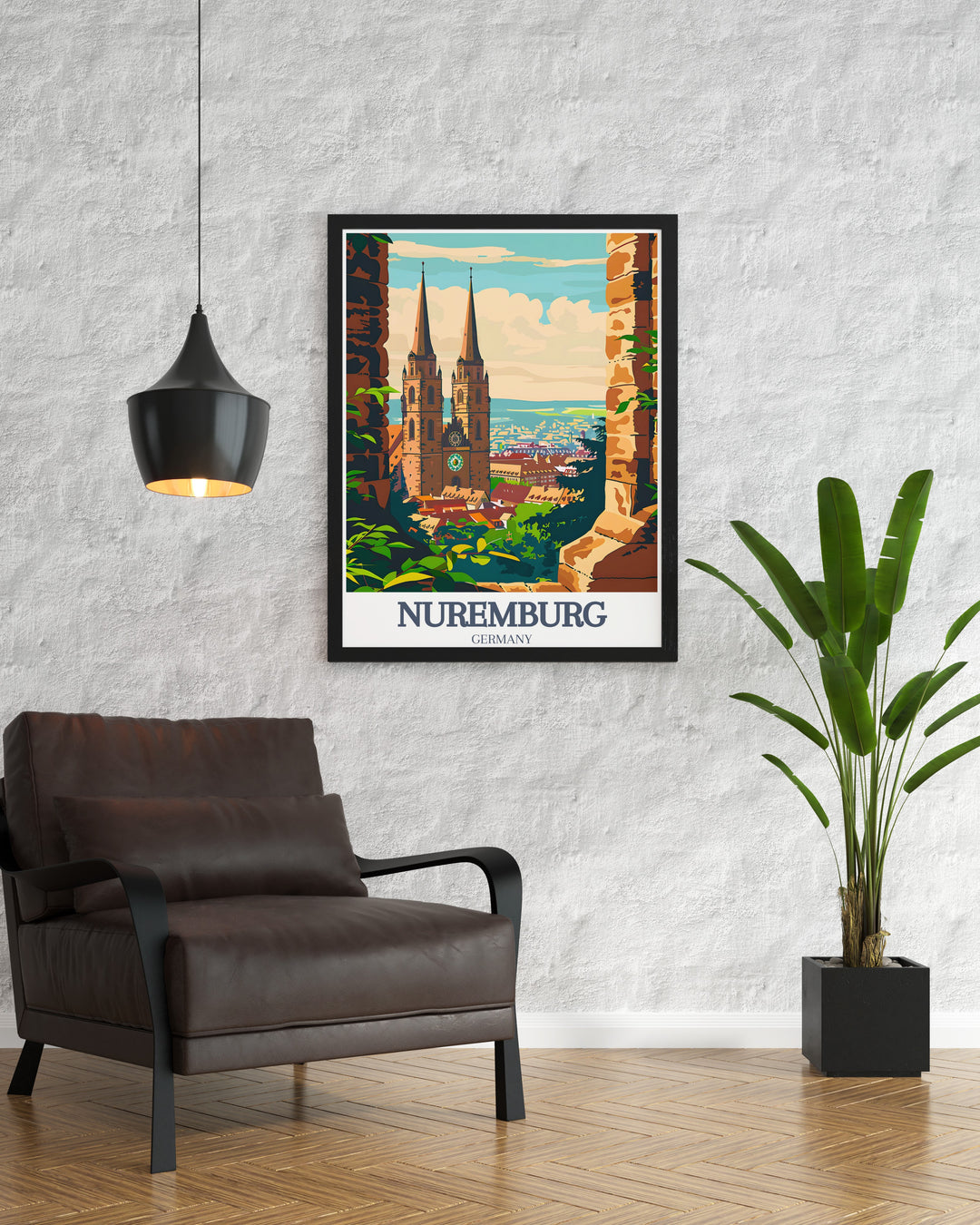 St. Lorenz Church wall art print capturing the Gothic splendor of Nurembergs most famous church. The minimalist design brings out the beauty of the churchs architecture, making it a perfect addition to any room. Available as a framed or digital download for personalized gifting options.