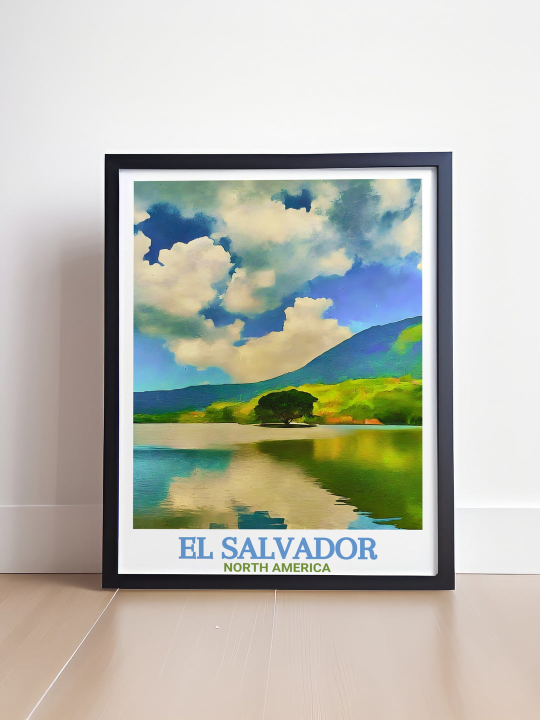 Lake Coatepeque prints showcasing the tranquil beauty of El Salvadors famous lake perfect for wall art and travel gifts a stunning piece that enhances any space with its rich color palette and detailed depiction of Lake Coatepeques natural landscape