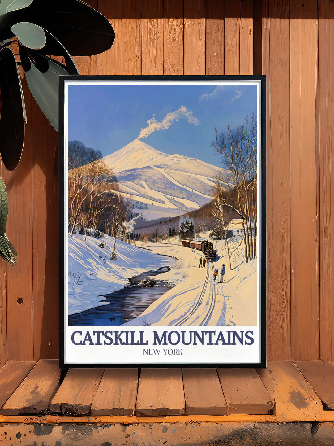 Hunter Mountain modern decor featuring the Catskill Mountains and Catskill Mountain Railroad adds a touch of adventure to your home. These vibrant travel prints are perfect for anyone looking to bring the spirit of New York State into their space.