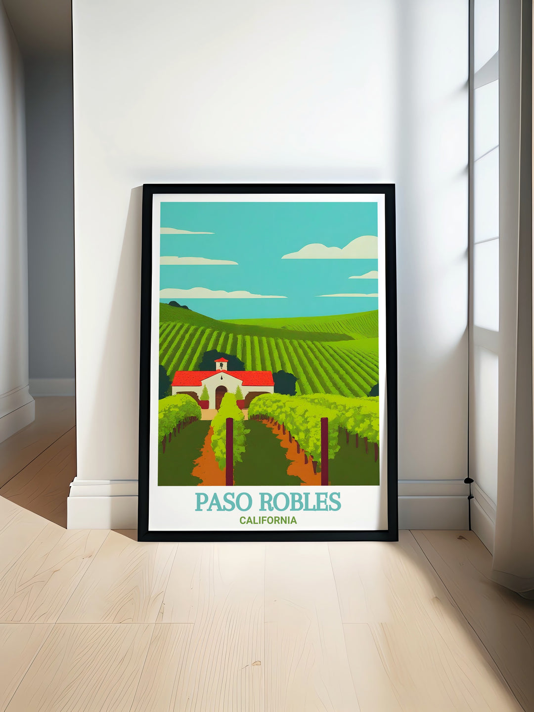 Bring the essence of Paso Robles into your home with this travel print. The artwork features the sun soaked vineyards of Paso Robles Wine Country, making it an excellent gift for lovers of California wine and travel.