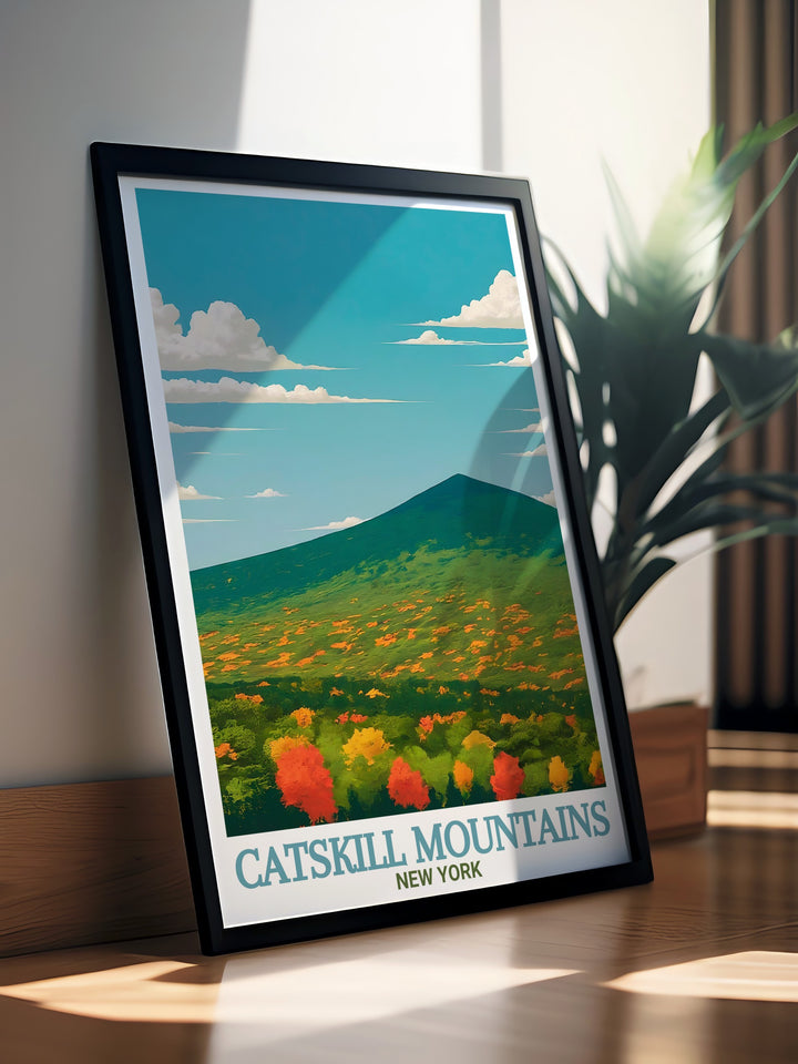 Hunter Mountain perfect wall decor showcasing the majestic landscapes of the Catskill Mountains. These travel prints are an ideal addition to any room, offering a calming and nature focused design for fans of New York State art.