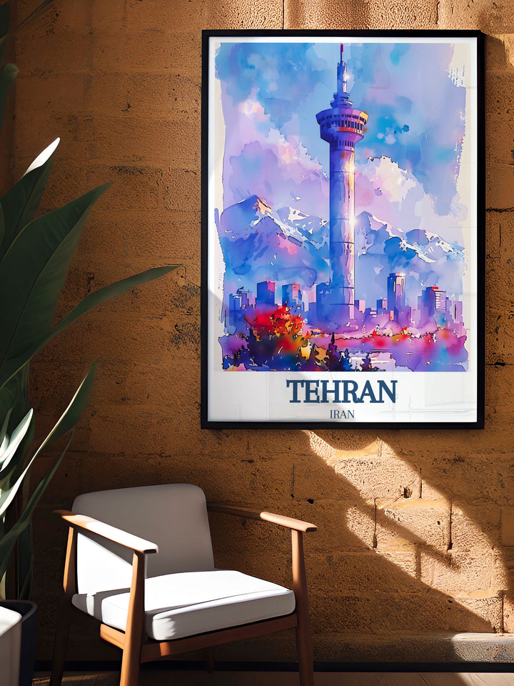 Modern Tehran city map print with Alborz Mountain offering a sophisticated touch to any wall decor and perfect gifts for special occasions