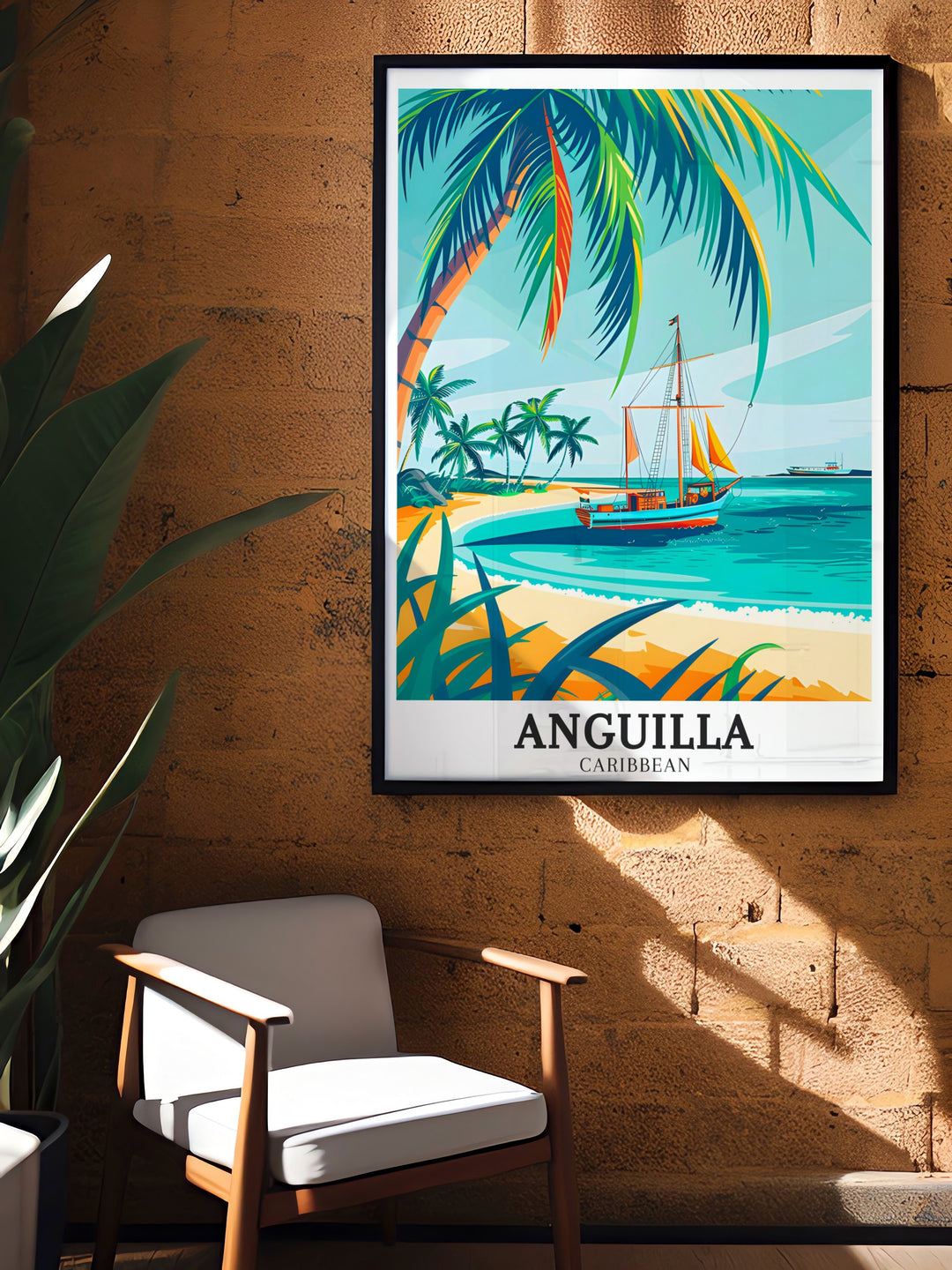 Little Bay Sandy Island Modern Art Print brings the essence of the Caribbean to your walls with its captivating view of Anguillas landscapes making it an elegant addition to your home decor or a thoughtful gift for anyone who loves the beauty of the tropics