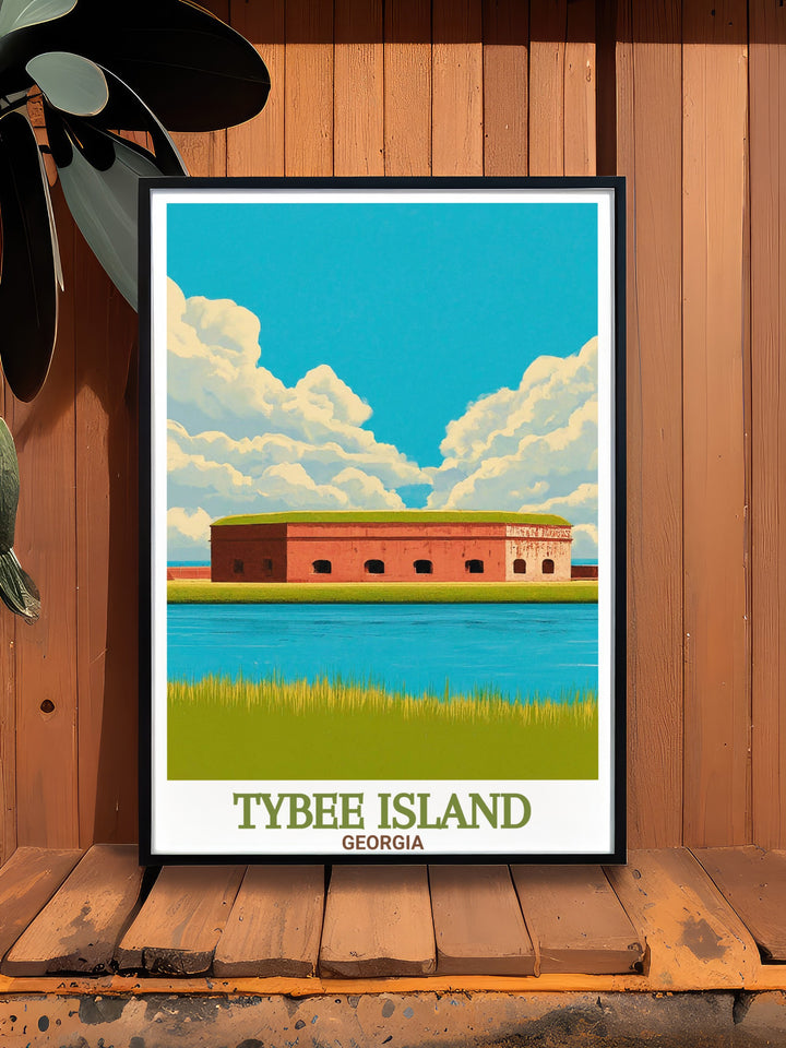 Tybee Island Art print featuring Fort Pulaski National Monument stunning coastal scenery and historical significance great for any travel enthusiast looking to enhance their home decor.