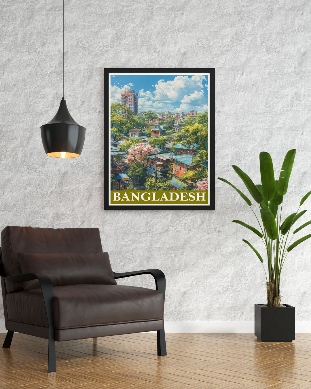 Experience the vibrant energy of Dhaka with this art print, showcasing the colorful cityscape and dynamic street life of Bangladeshs capital. Perfect for adding a touch of urban charm to your decor.