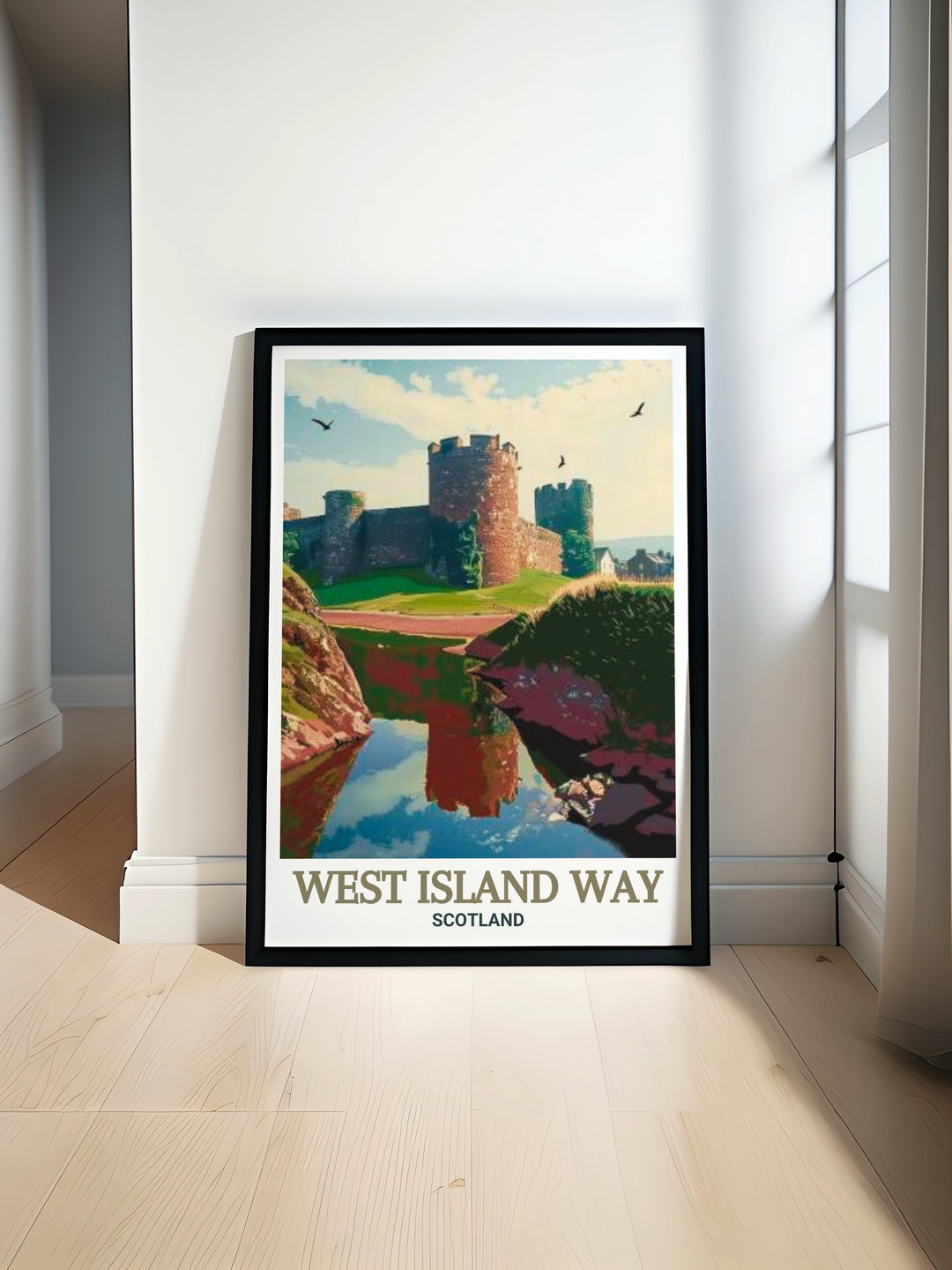 Rothesay Castle Print featuring stunning views of the historic castle and Isle of Bute perfect for adding elegance and charm to your home decor