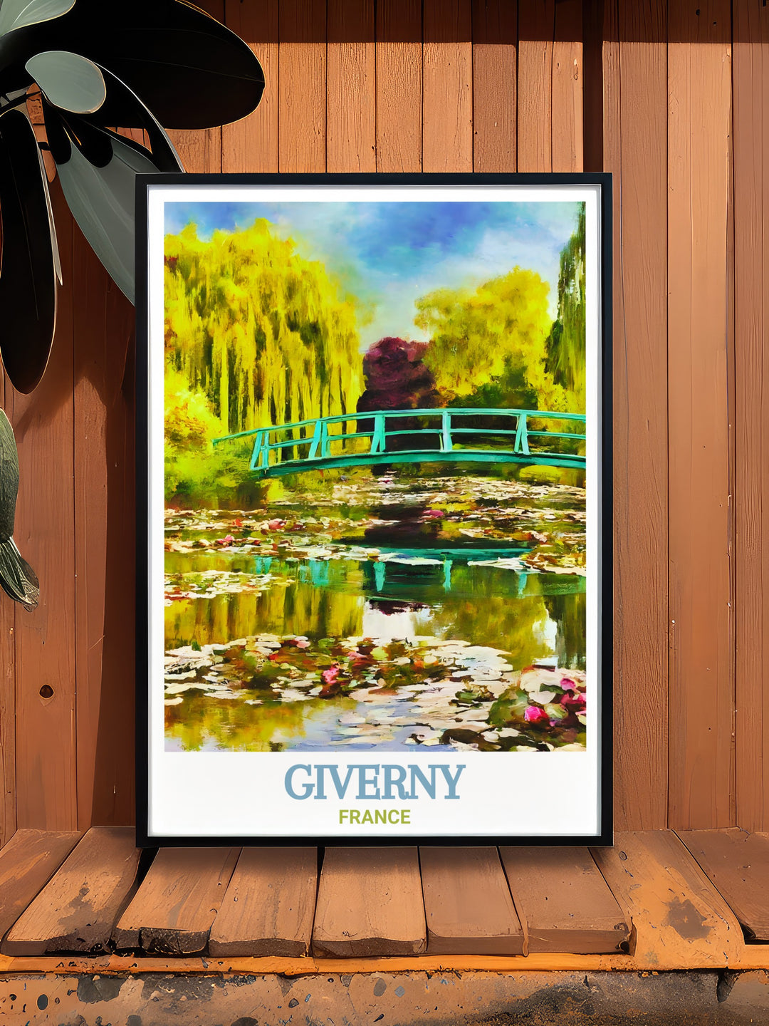 Featuring Givernys Water Lily Pond and Japanese Bridge, this art print brings the beauty of French nature into your home. The peaceful waters and lush greenery create a calming atmosphere, perfect for enhancing your decor.