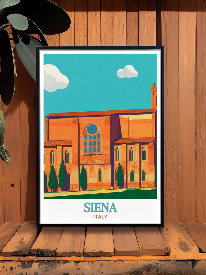 Explore Sienas rich history with this city print featuring the Basilica of San Domenico. The black and white fine line design captures the charm of Siena making it a stunning addition to your home decor or as a thoughtful gift for birthdays or Christmas.