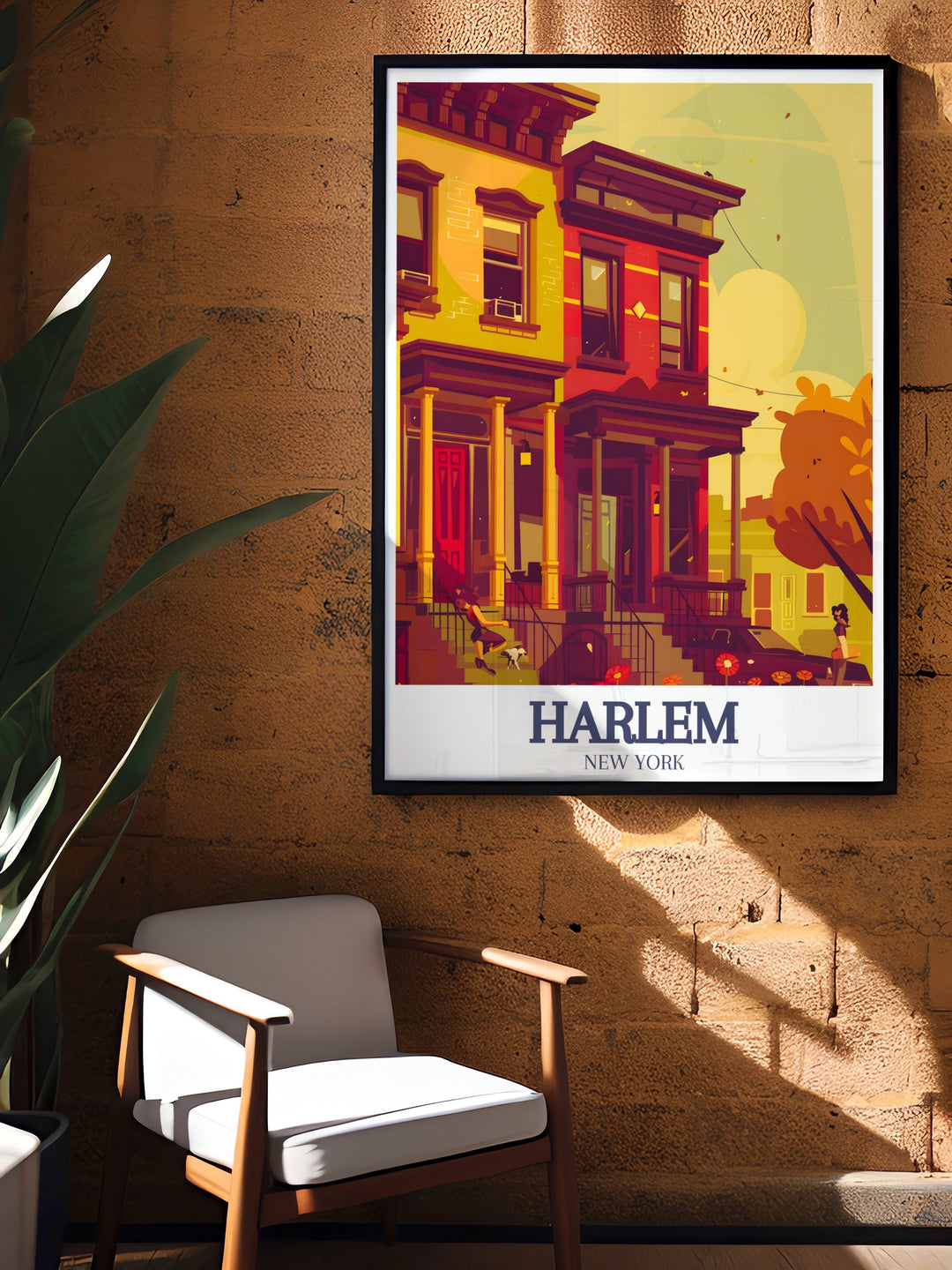 Celebrate the rich history of Harlem with this wall print showcasing its famous brownstones and the dynamic energy of East Harlem. This artwork is an ideal gift for those who love New Yorks cultural heritage.