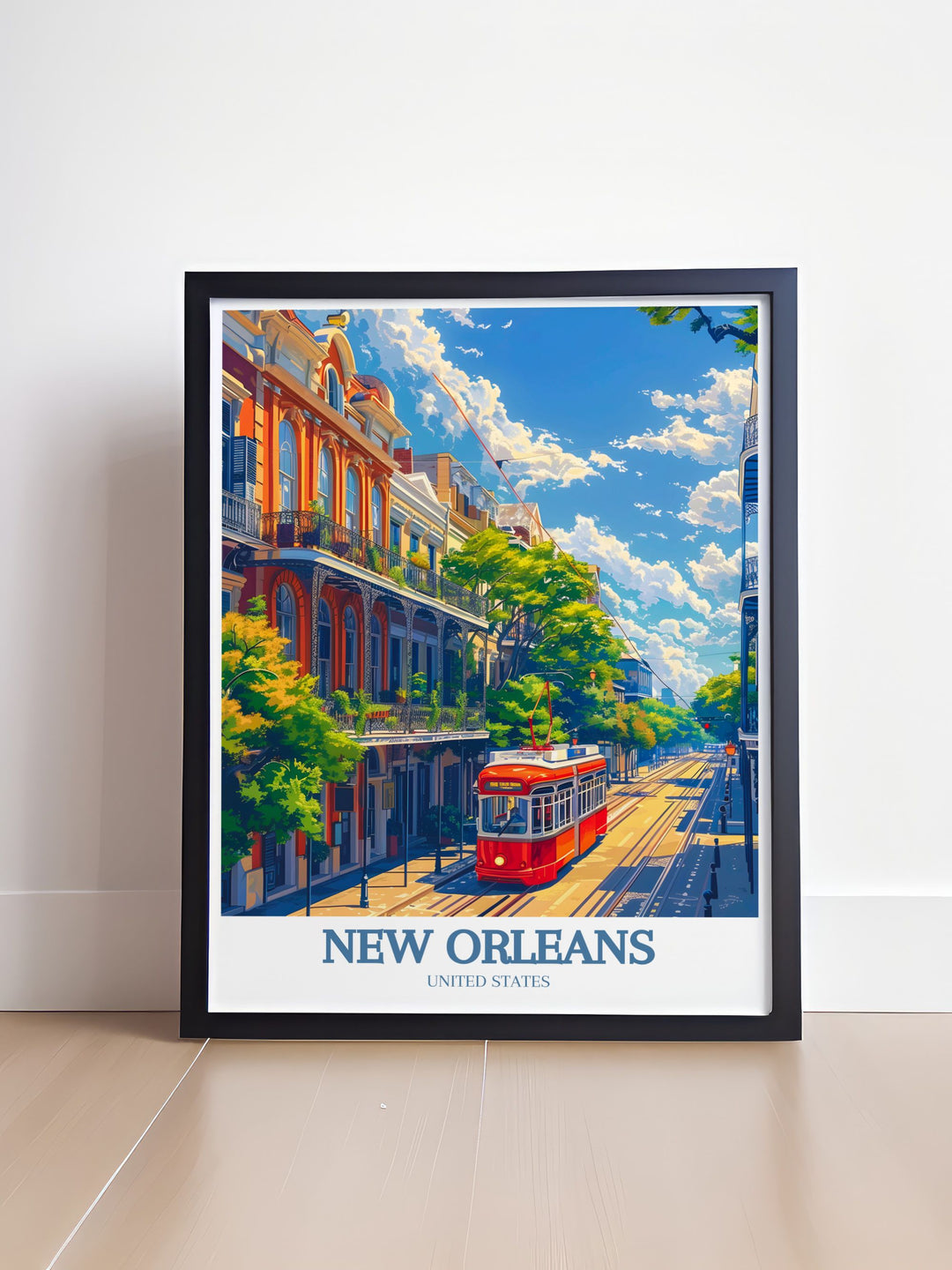 Stunning New Orleans art of Jackson Square and Bourbon Street offering a lively representation of Louisianas cultural landmarks for stylish living spaces