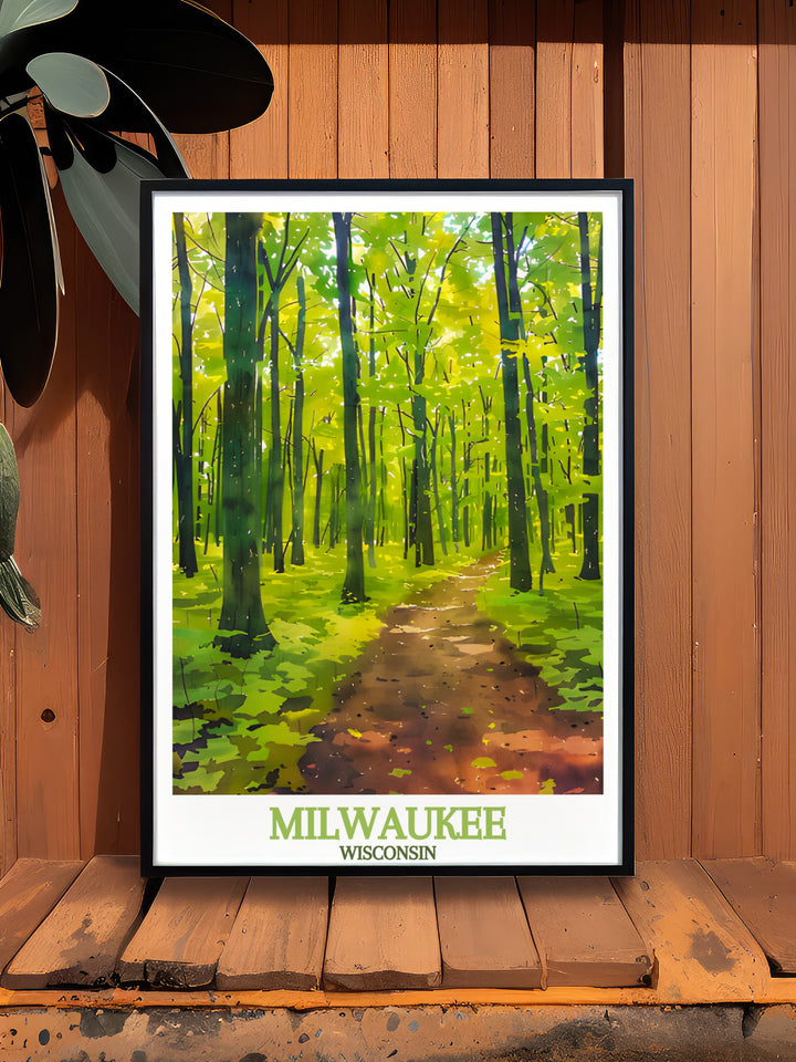 Modern Kettle Moraine State Forest artwork featuring a vibrant color palette and detailed depiction of the forest ideal for both contemporary and classic home settings