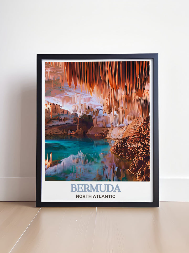 Stunning Crystal and Fantasy Caves Framed Print showcasing the enchanting beauty of the Caribbean with vibrant colors and detailed artwork