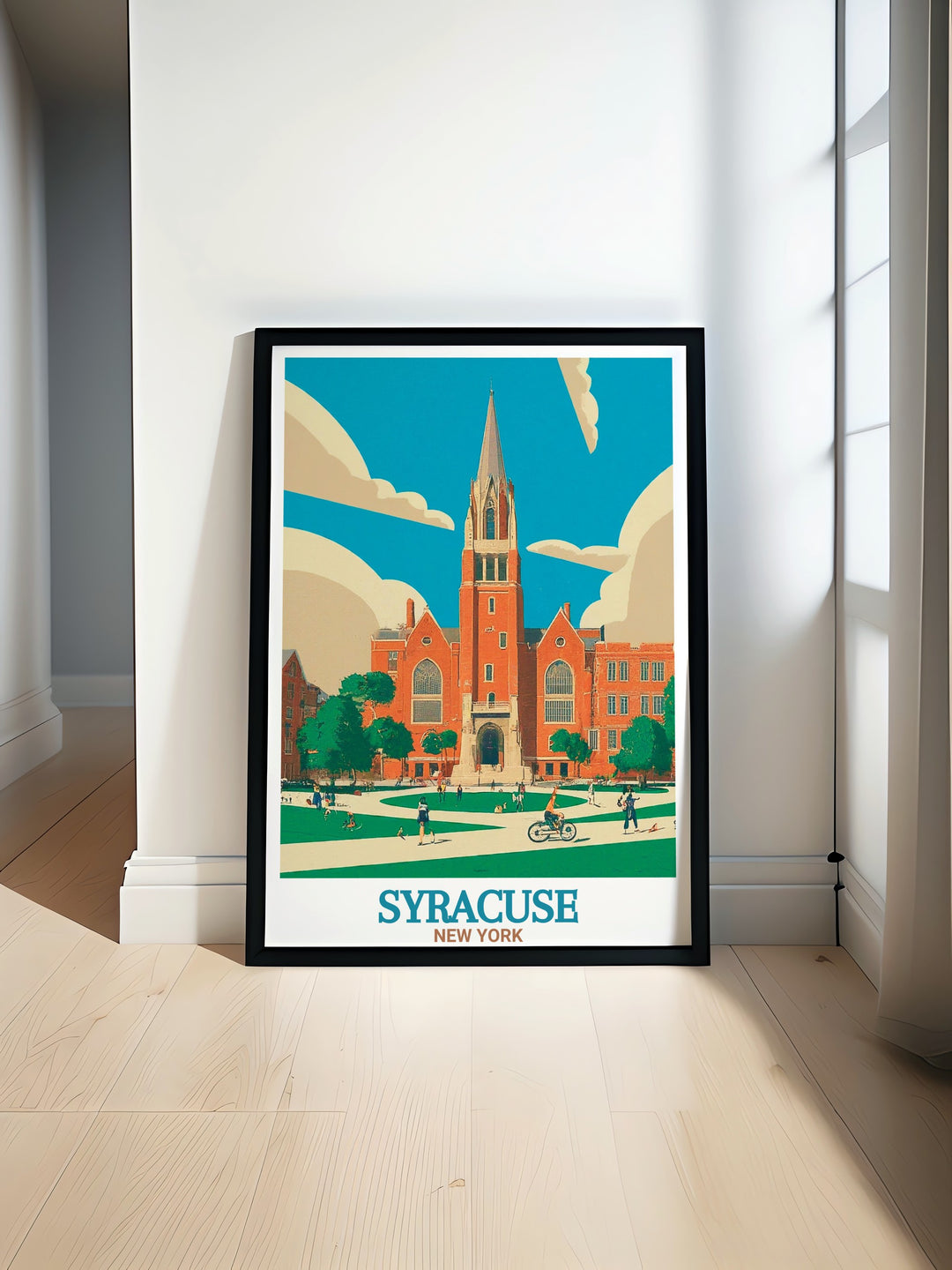 Syracuse University modern print showcasing the vibrant campus and iconic architecture perfect for home decor or as a thoughtful gift capturing the unique spirit and beauty of the university ideal for any living room or office space enhancing your interior with academic elegance