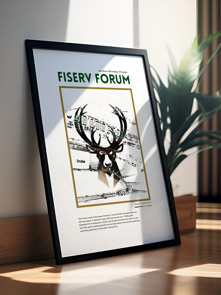 Fiserv Forum artwork showcasing the dynamic Milwaukee Bucks team including Giannis Antetokounmpo Khris Middleton and Donte DiVincenzo perfect as elegant home decor or as thoughtful birthday gifts for basketball enthusiasts