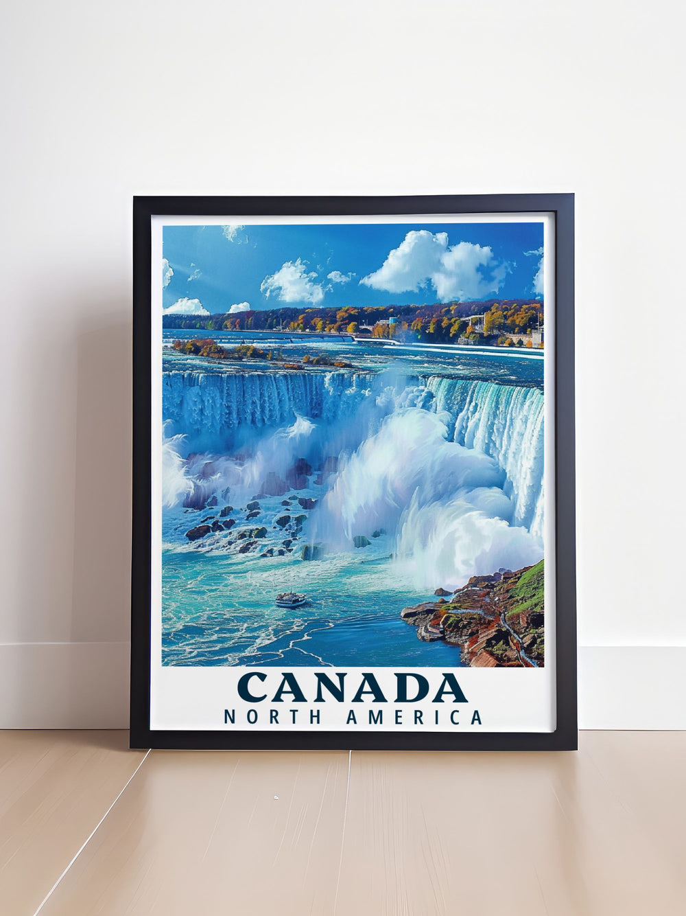 Featuring the powerful cascades of Niagara Falls and the surrounding lush greenery, this poster is ideal for those who wish to bring a piece of Canadas natural beauty into their home.