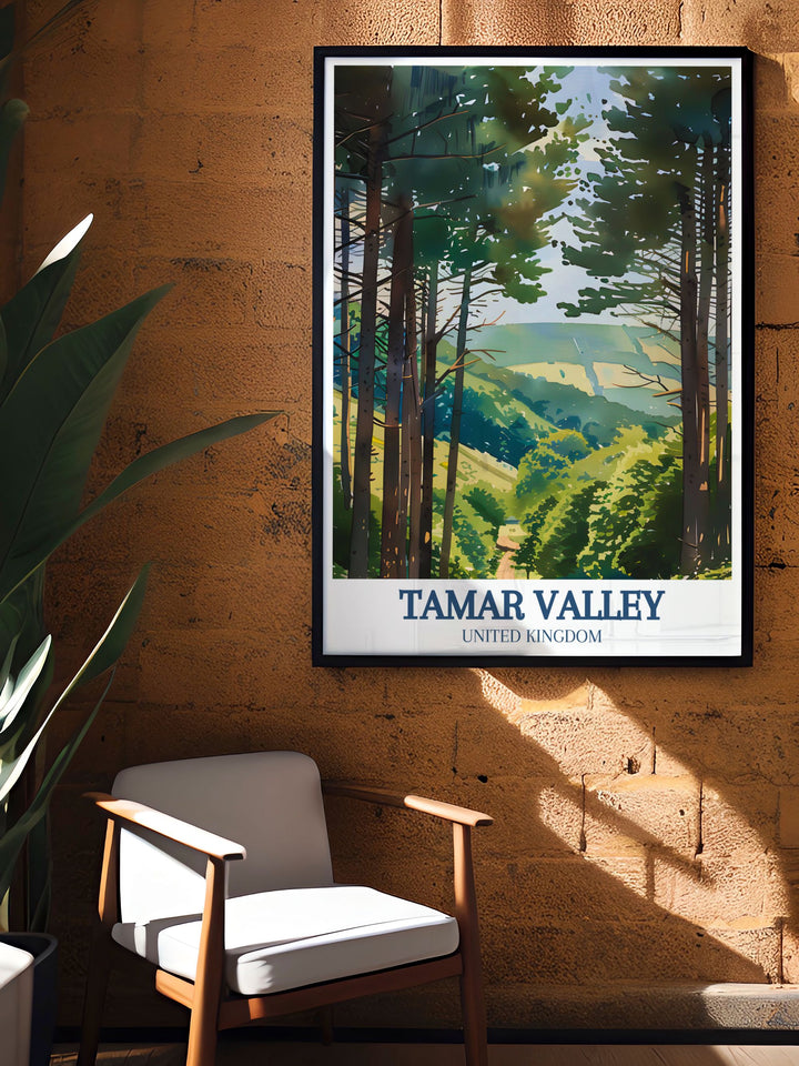 Perfect for nature lovers, the Tamar Trails and Kit Hill print captures the breathtaking scenery of the Tamar Valley AONB. This stunning piece of wall art adds elegance to any space and is a great gift for hikers and outdoor enthusiasts.