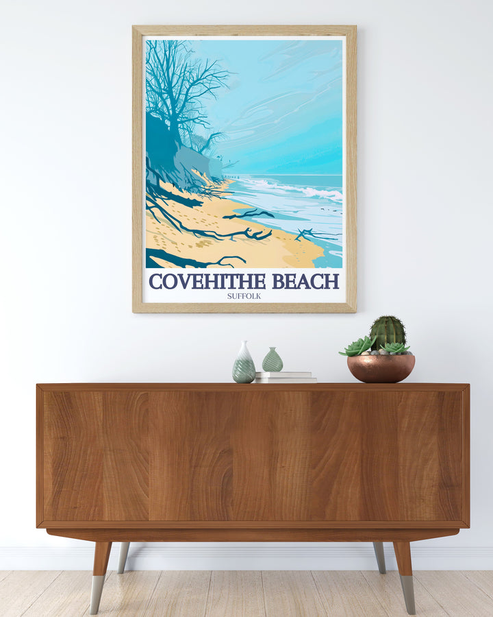 The UK National Nature Reserve travel print offers a serene view of Suffolks coastal reserve, blending natural beauty with preserved wildlife habitats. This canvas art celebrates the peace and tranquility of the English coast, perfect for home décor.