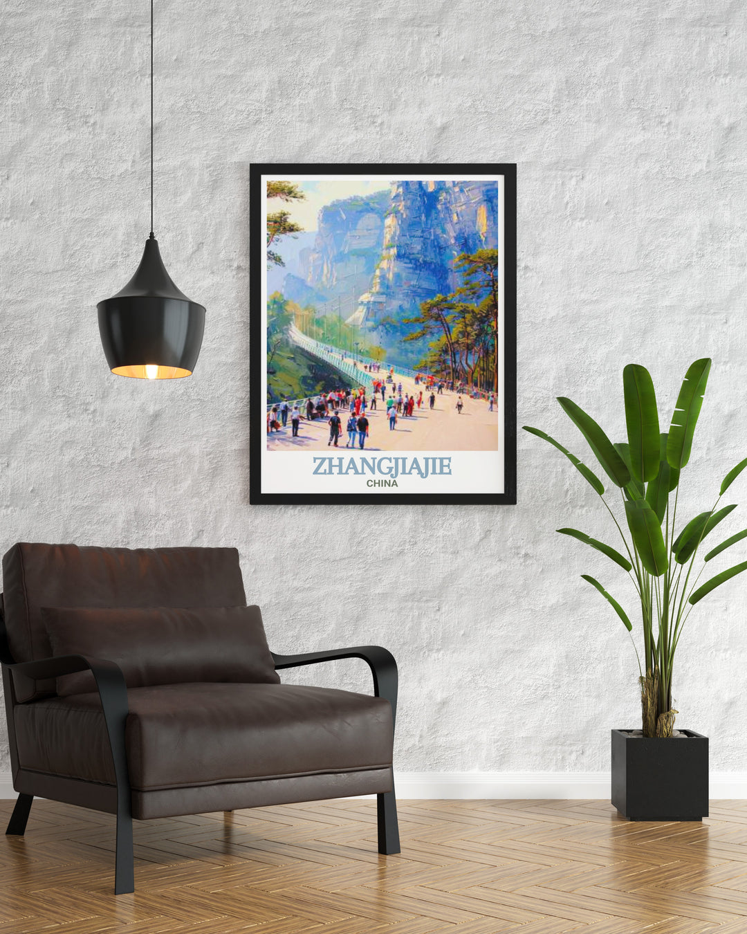 Elegant wall art of the Glass Bridge of Zhangjiajie Grand Canyon showcasing the natural beauty of Zhangjiajie Mountain an ideal gift for those who appreciate fine art and travel