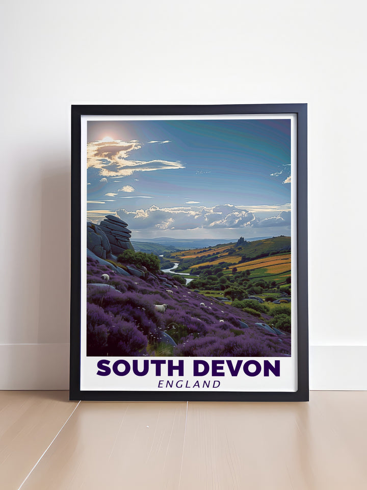 Dartmoor National Park Modern Prints combined with South Devon Gift ideas for anyone who enjoys nature inspired home decor. The perfect travel poster to add character and charm to any room, while also making a thoughtful birthday or holiday gift.