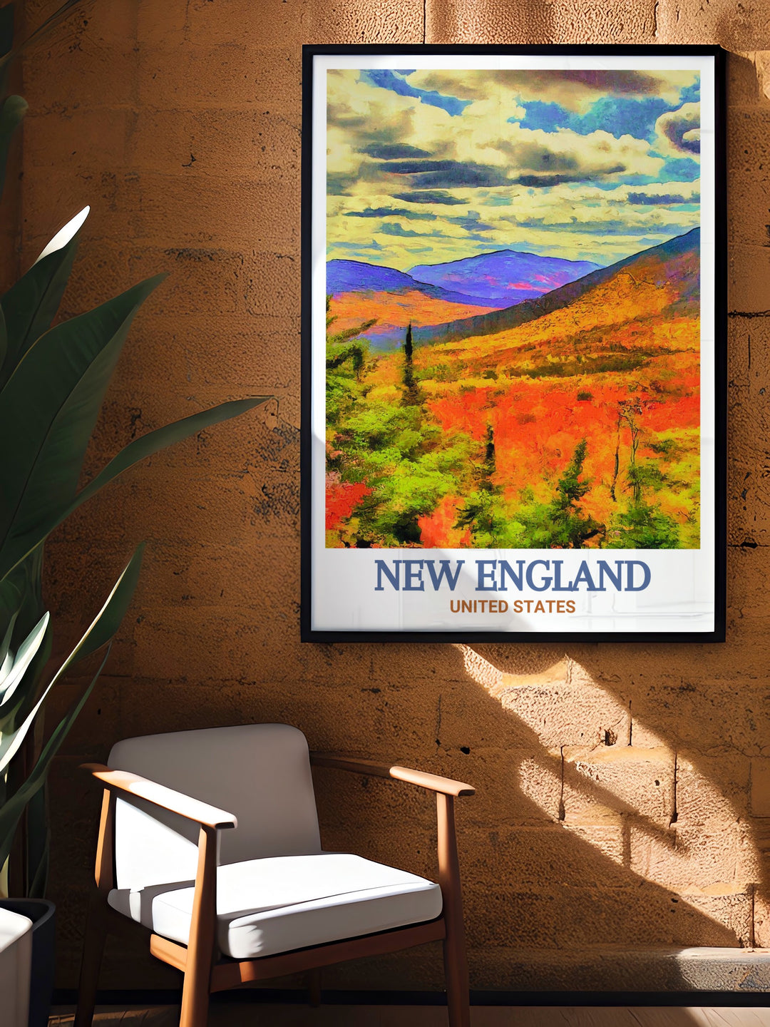 White Mountains artwork showcasing the rugged beauty of this iconic location along with the New England Trail. This hiking poster print is a great addition to any wall and makes an ideal gift for those who love national parks and hiking adventures.