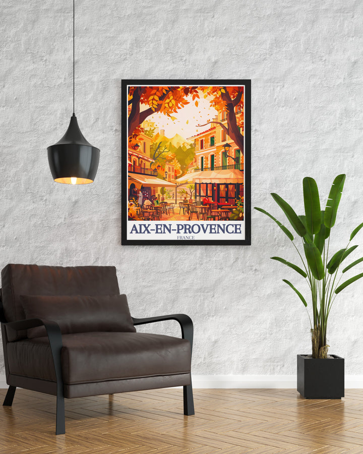 Captivating photo decor of Cours Mirabeau Quartier Mazarin highlighting the bustling market atmosphere and historic charm ideal for gifts and adding a touch of France to your home