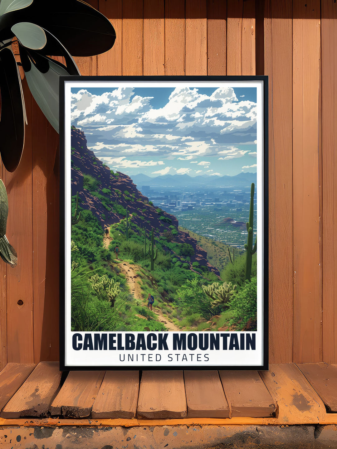 Enhance your home decor with this Cholla Trail print capturing the stunning vistas of Mt. Camelback. This Arizona travel print is perfect for those who love nature and adventure making it a wonderful gift for any occasion or a beautiful addition to your collection.