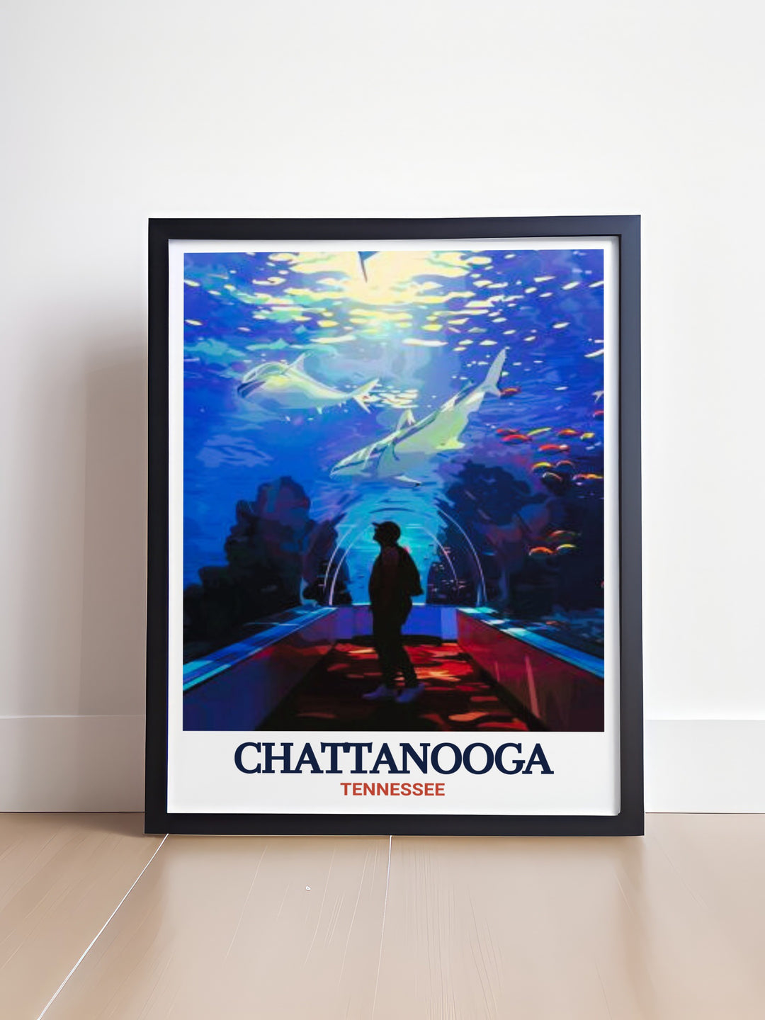 Tennessee Aquarium Wall Art in black and white highlighting the aquarium and other Chattanooga landmarks this city print combines a street map with botanical garden details to create a versatile piece of decor suitable for any modern or traditional space