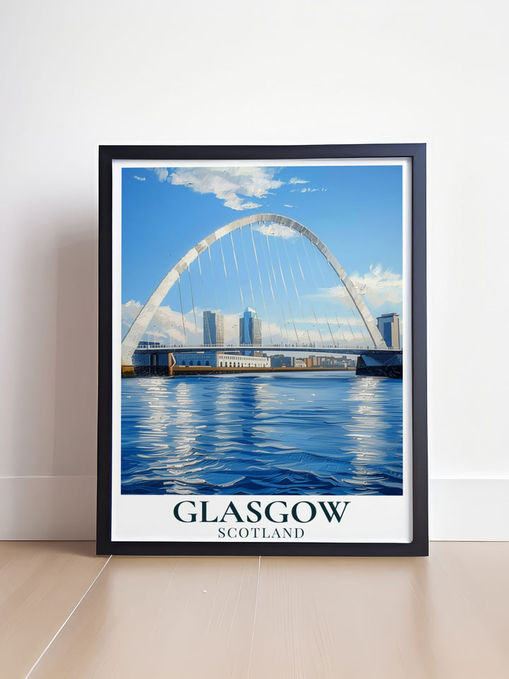 The Clyde Arc modern décor piece that brings the sleek beauty of Glasgow into your home. This stunning print is ideal for adding sophistication to any room.