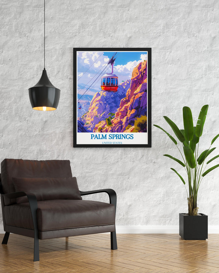 Palm Springs Aerial Tramway Modern Art Print capturing the essence of the tramway and desert environment ideal for contemporary living spaces