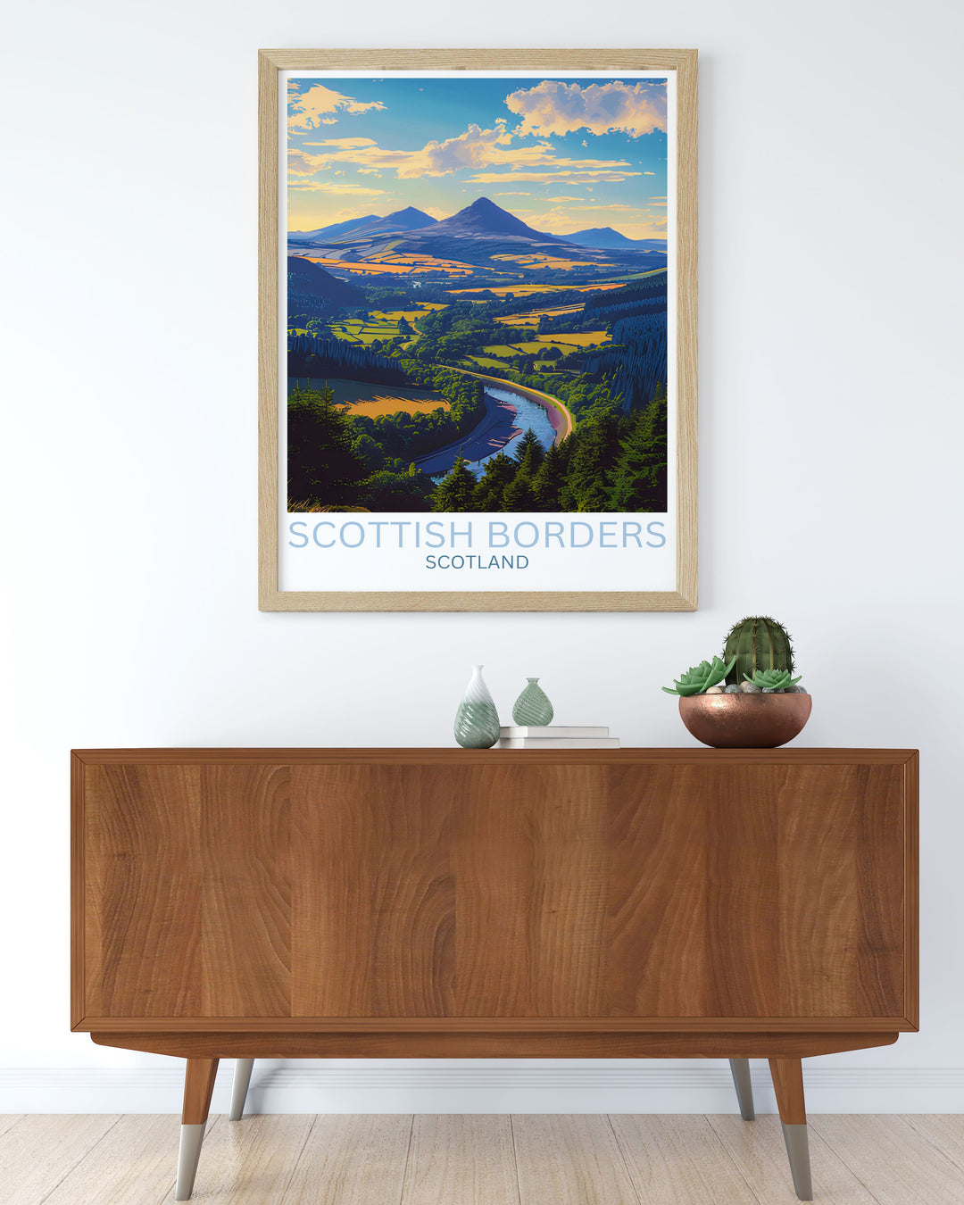 Elevate your decor with this Scotts View print featuring the stunning landscapes of the Scottish Borders Perfect for nature lovers and fans of Scottish home decor this artwork brings a piece of Scotland into your living space