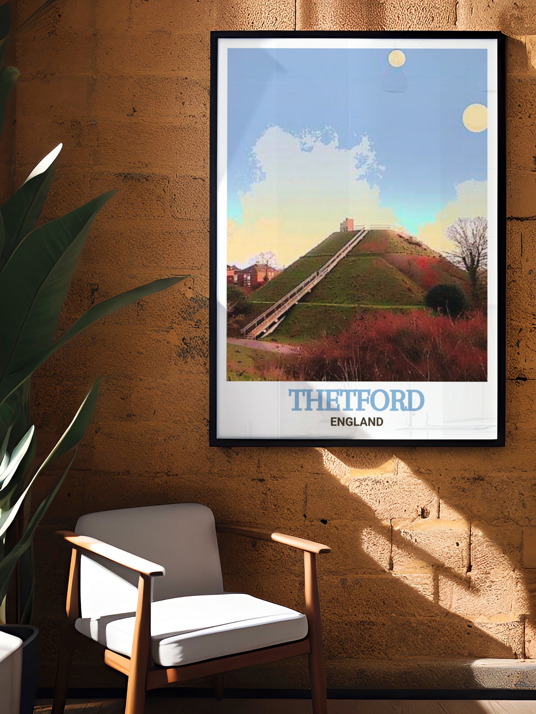 Immerse yourself in the rich history of Thetford with this decor print of Castle Hill. The artwork highlights the iconic landscape, providing a visual journey through Englands past, making it a must have for history lovers and art enthusiasts alike