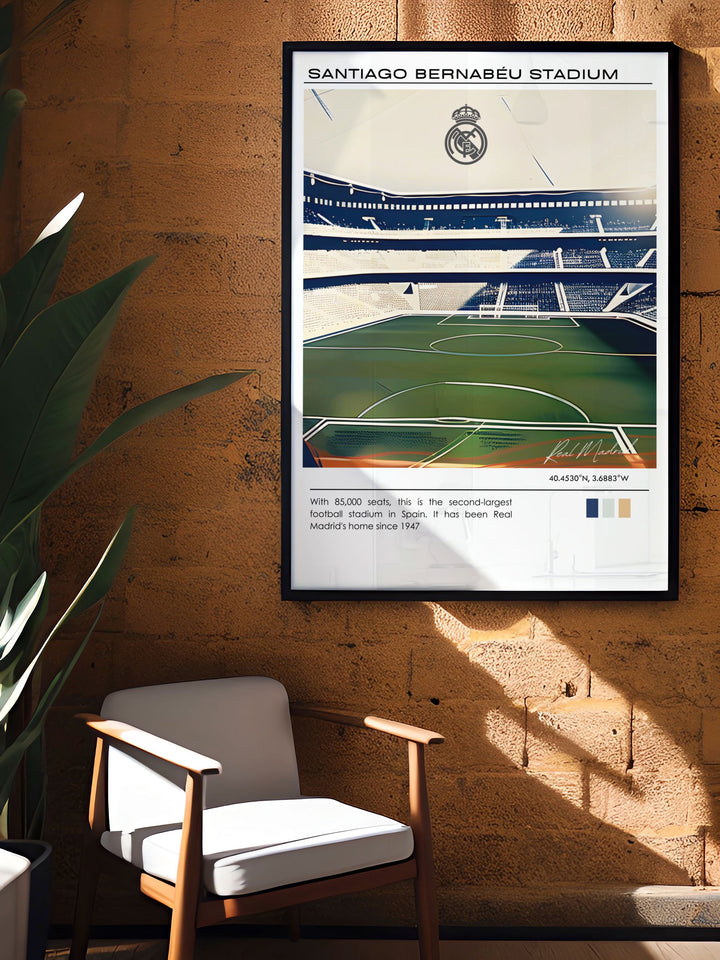 Real Madrid Poster with Jude Bellingham in a Santiago Bernabeu scene ideal for sports bedroom art or office wall decor a must have for football fans