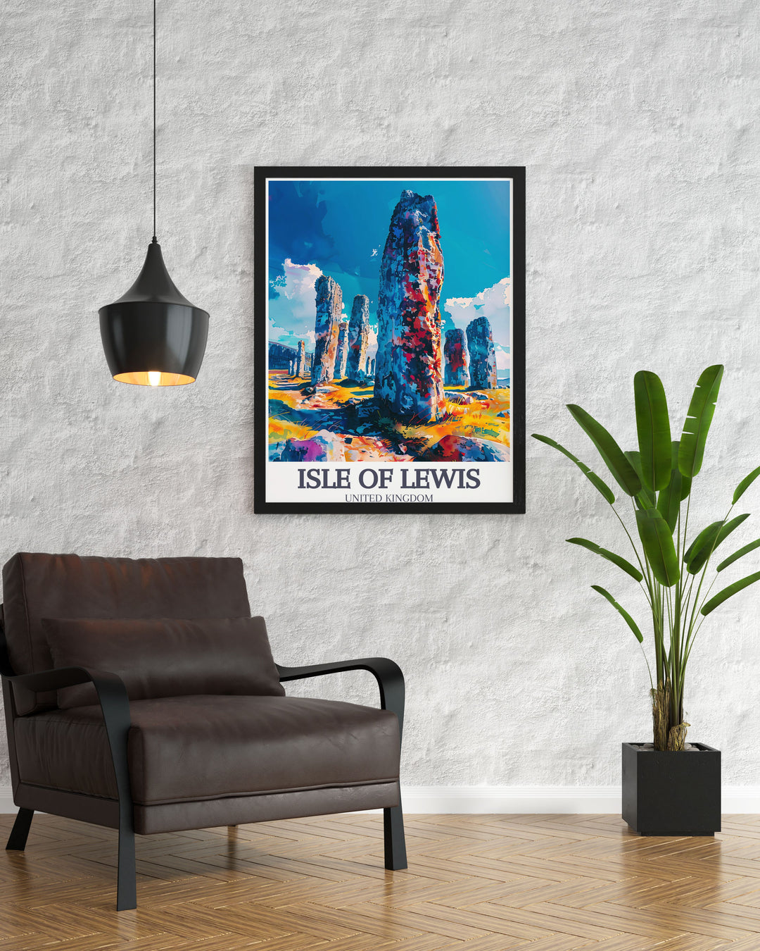 Canvas art depicting the Callanish Stones, one of Scotlands most famous prehistoric sites, offering a glimpse into ancient ceremonies and astronomical observations.