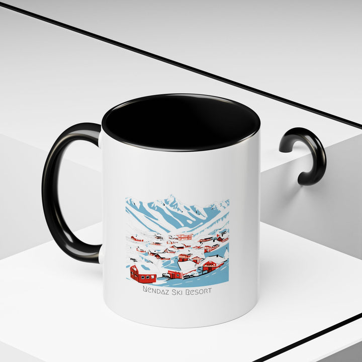 The Nendaz Mug is a perfect keepsake for skiing enthusiasts. Showcasing Nendaz's beautiful slopes, this durable ceramic mug is microwave-safe and dishwasher-safe for easy use and maintenance.